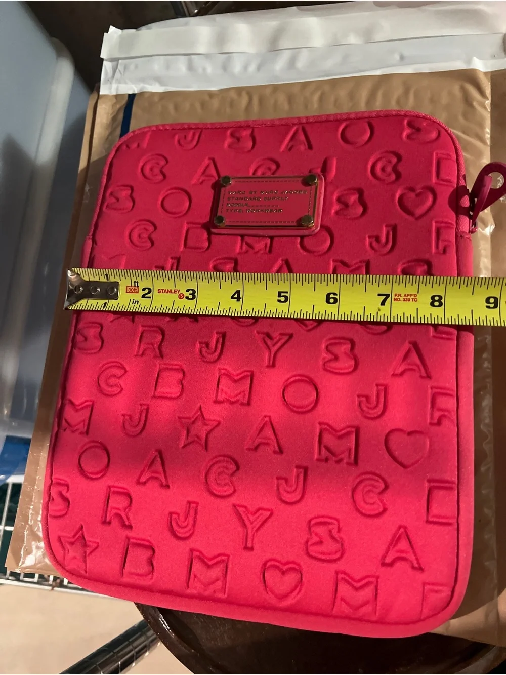 Marc Jacobs Pink Lined Logo Ipad or Kindle Case / Sleeve